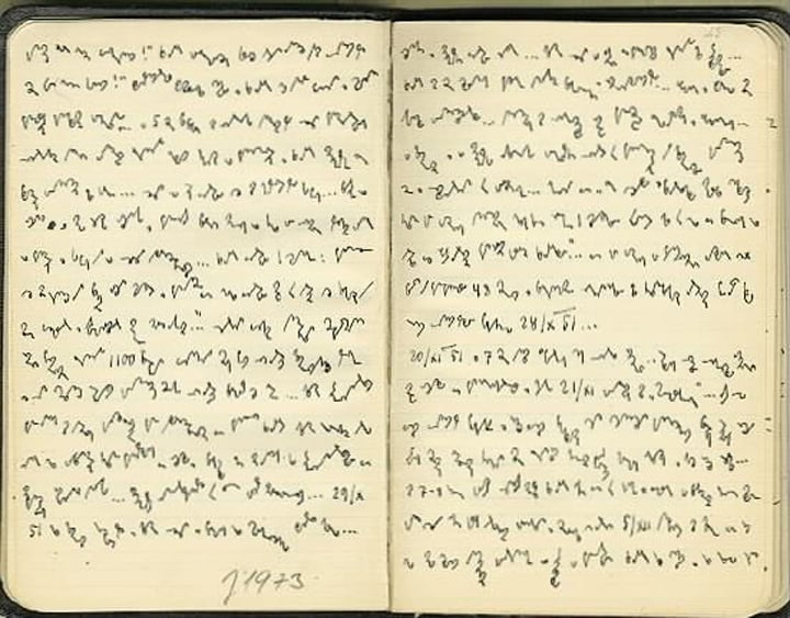 Ukážka rukopisného a kryptografického zápisníka Martina Kukučína (cca z roku 1910)