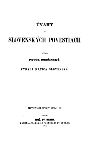 Titulný list Úvah o slovenských povestiach