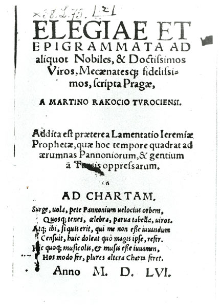 Elégie a epigramy, titulný list