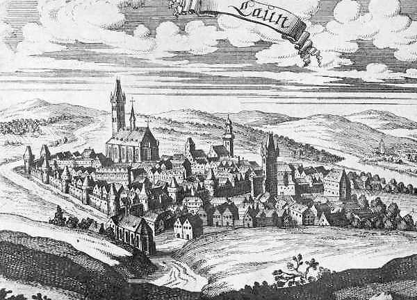 Louny okolo roku 1500 (kresba Gabriel Brodenehr)