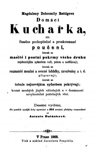 Vydanie Domácí kuchařky z roku 1868